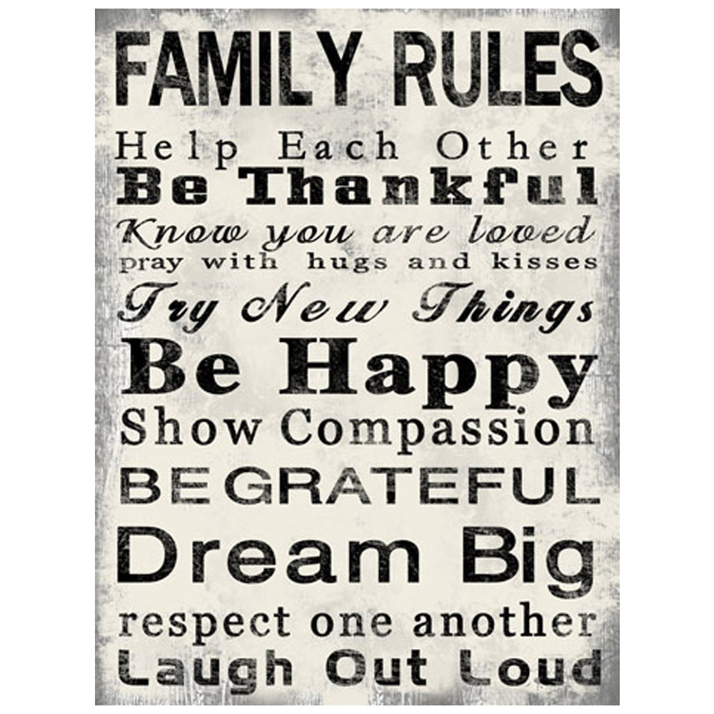 Rectangle Wall Art with Family Quotes Typography, Set of 2, Black and White