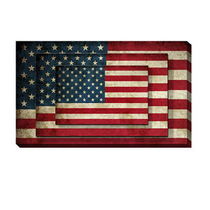 Rectangle 3 Tier Stacked Wall Art with US Flag Print, Set of 4, Multicolor