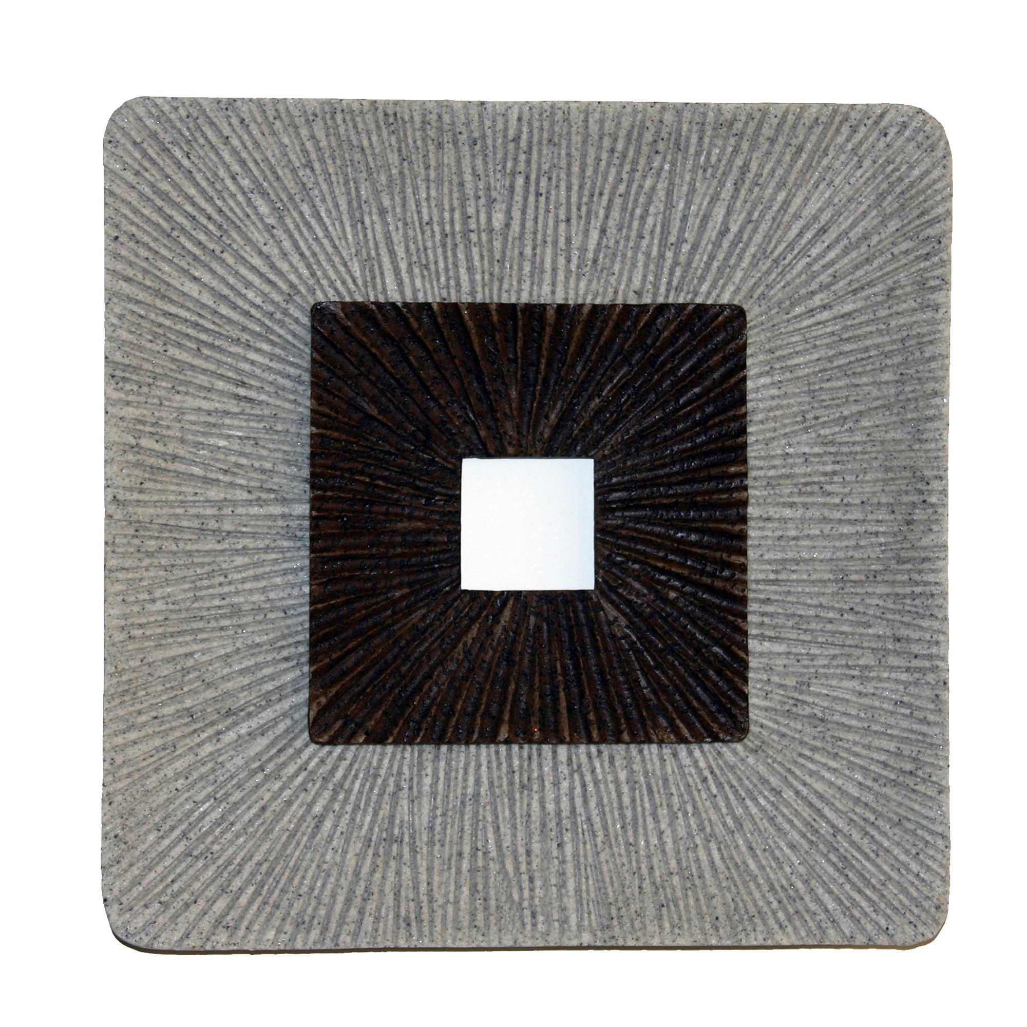 Square Shaped Wall Decor with Ribbed Details, Small, Brown and Gray