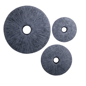 Ribbed Round Sandstone Wall Decor with Cut Out at Centre, Small, Gray