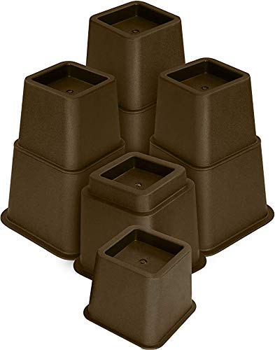 3" , 5" or 8" Brown, Adjustable Bed Furniture Legs, Heavy Duty Plastic - Bed Risers Set of 4