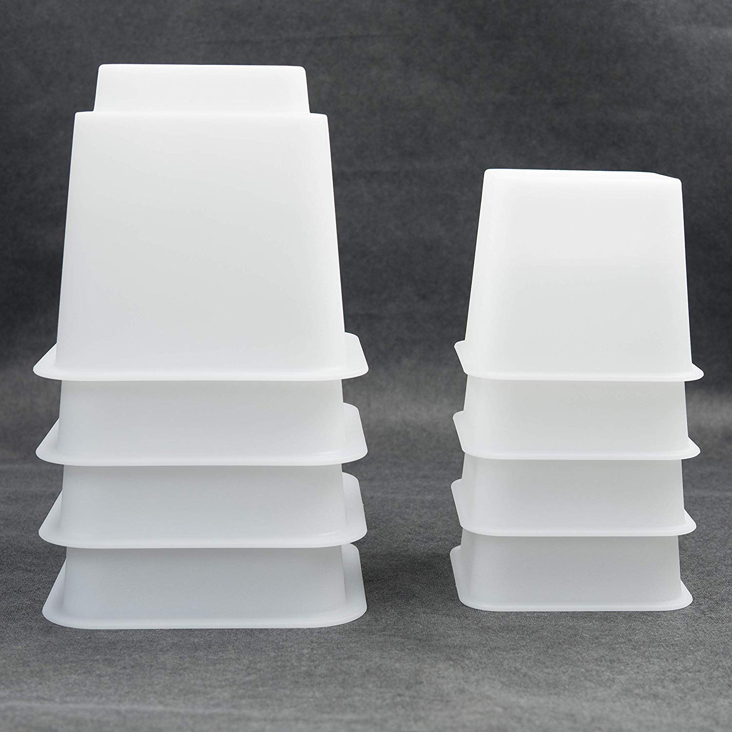 3" , 5" or 8" White, Adjustable Bed Furniture Legs, Heavy Duty Plastic - Bed Risers Set of 4