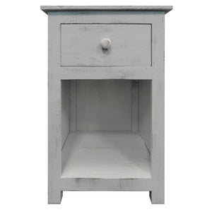 Wooden Side Accent Table with Drawer and Open Compartment, White