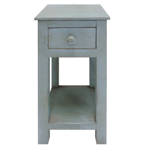 Wooden Side Accent Table with 1 Drawer and Bottom Shelf, Blue