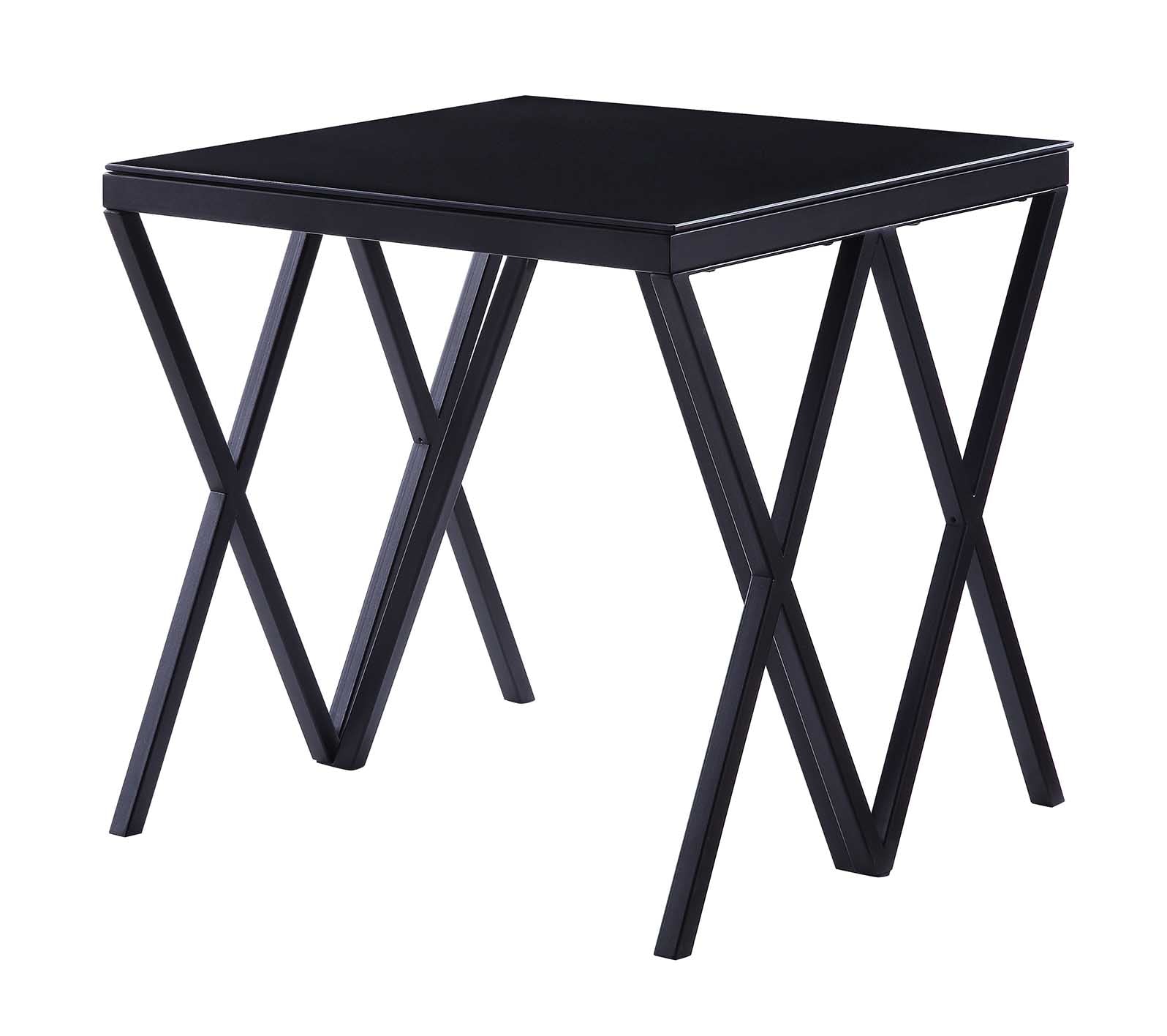 Contemporary Style Metal End Table with Geometric Base, Black