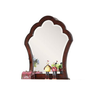 Elegant Wooden Framed Mirror with Beautiful Scalloped Design, Brown