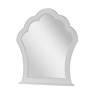 Elegant Wooden Framed Mirror with Scalloped Design, White