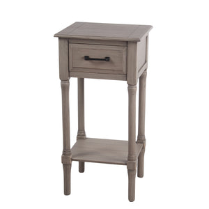Wooden Accent Table with 1 Spacious Drawer and Open Shelve, Brown
