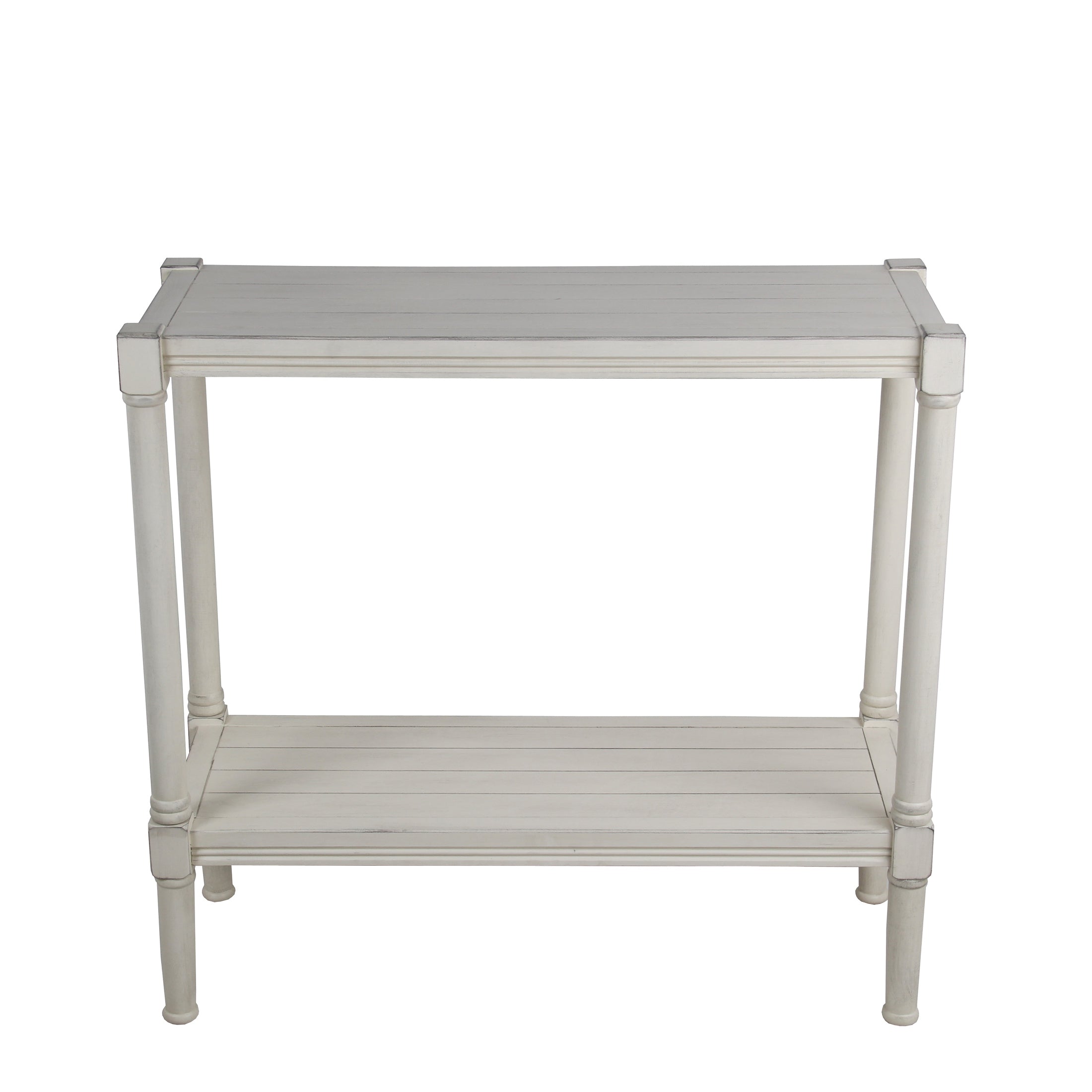 Wooden Rectangular Console Table with One Spacious Open Shelf, White